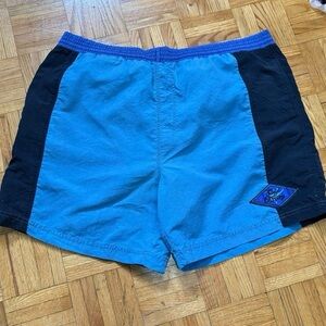Vintage Vibrant Blue and Navy Swim Trunks with Quick Dry Fabric